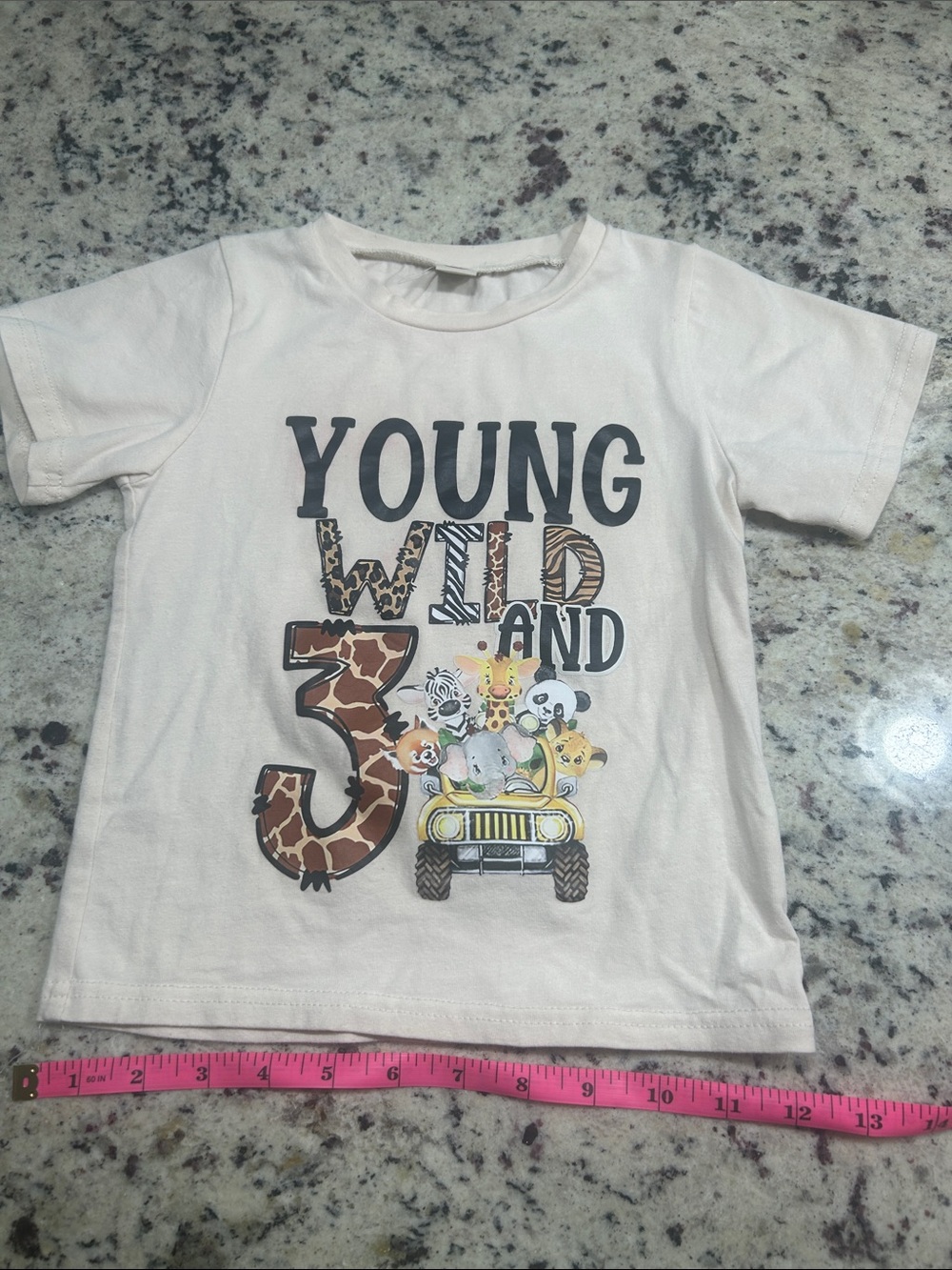 Source Unknown Cream 'Young Wild and 3' Safari Graphic Tee